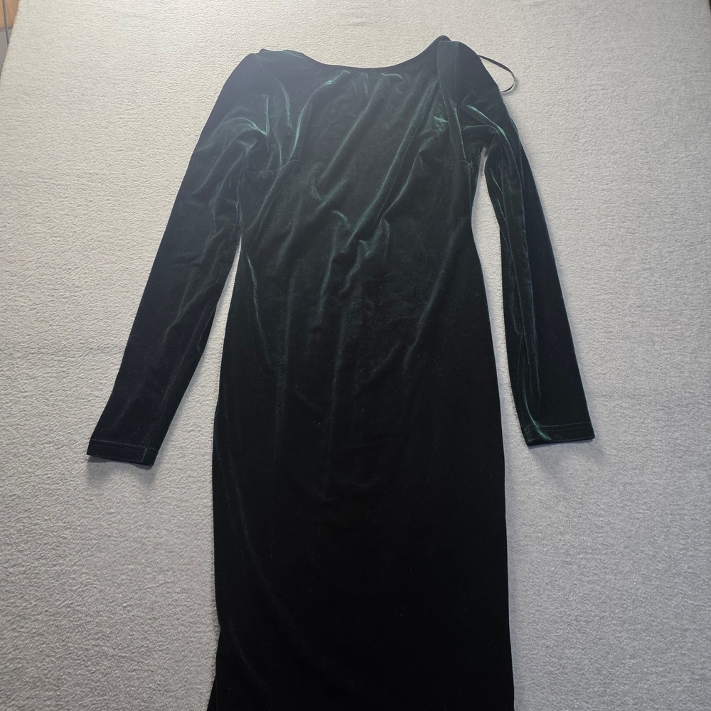 Lulus Bodycon Midi Dress Womens XL Emerald Green Velvet Open Back Long Sleeve